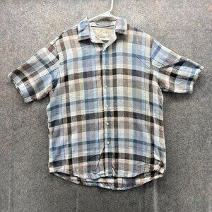 Tasso Elba Island Shirt Mens Medium Multicolor Plaid Short Sleeve Button Front